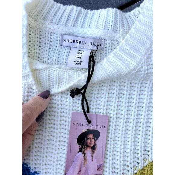 Sincerely Jules color block sweater, crewneck, women's S, NWT - Picture 3 of 9
